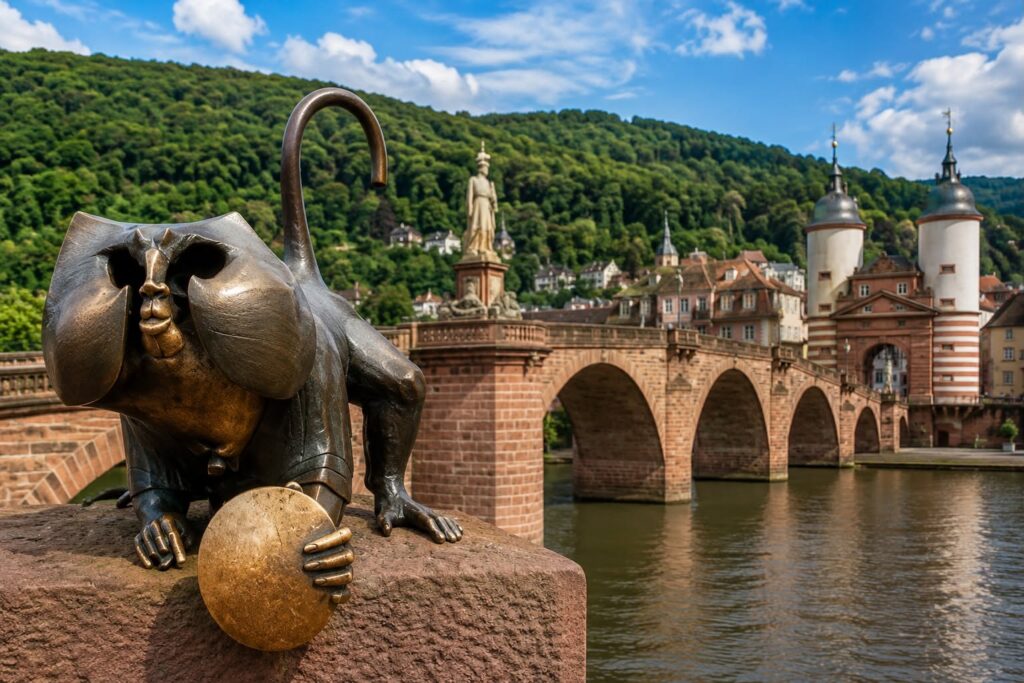 Panorama von Heidelberg mit Alter Brücke und Schloss